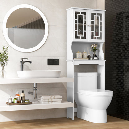 Over-the-Toilet Bathroom Spacesaver Cabinet with Door Storage