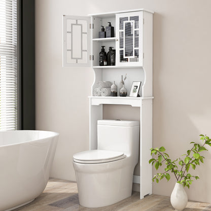 Over-the-Toilet Bathroom Spacesaver Cabinet with Door Storage