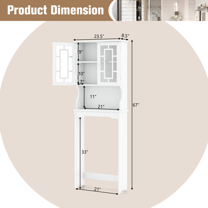 Over-the-Toilet Bathroom Spacesaver Cabinet with Door Storage