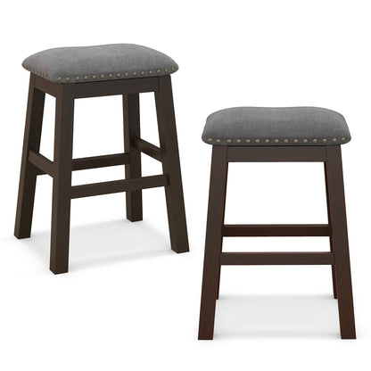 Set of 2 Counter Height Bar Stools with Padded Seats 24.5 Inch