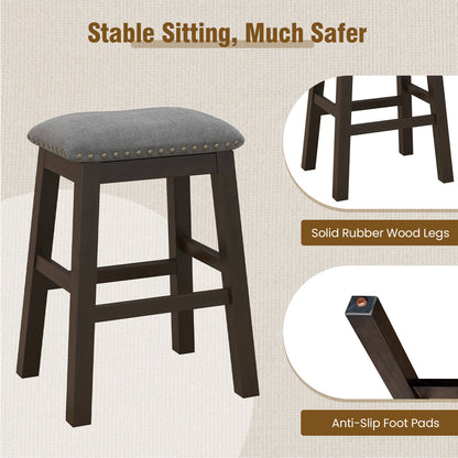 Set of 2 Counter Height Bar Stools with Padded Seats 24.5 Inch