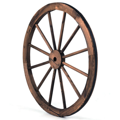 Set of 2 30 Inch Rustic Decorative Wooden Wagon Wheels