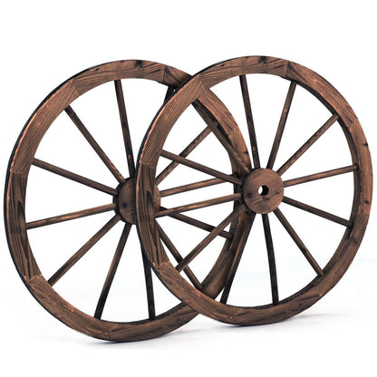 Set of 2 30 Inch Rustic Decorative Wooden Wagon Wheels