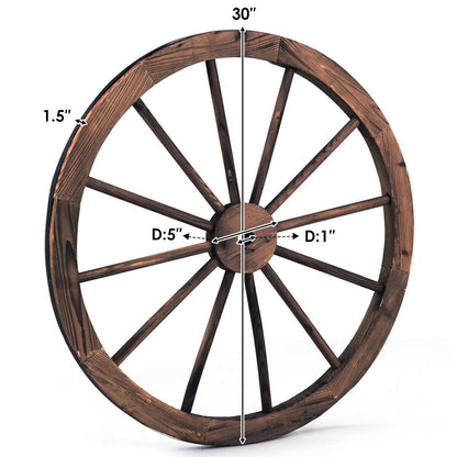 Set of 2 30 Inch Rustic Decorative Wooden Wagon Wheels