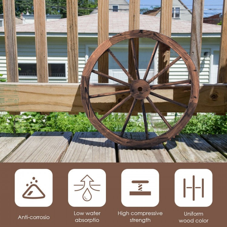 Set of 2 30 Inch Rustic Decorative Wooden Wagon Wheels