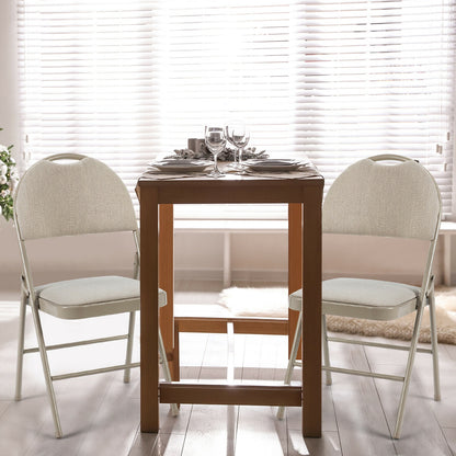 Set of 6 Portable Folding Chairs with Padded Seats for Office Kitchen Dining - Beige