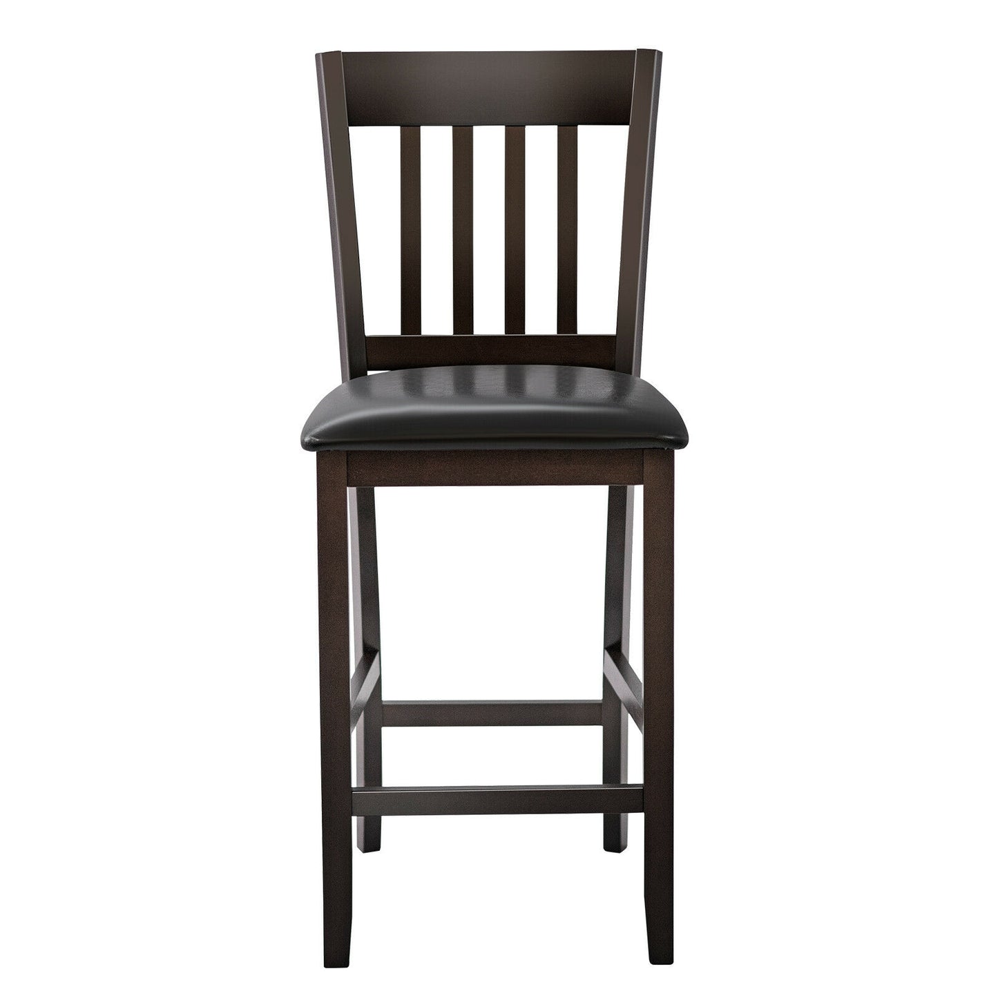 Set of 2 Counter Height Bar Stools with Rubber Wood Legs and Cushioned Seats 25 Inch
