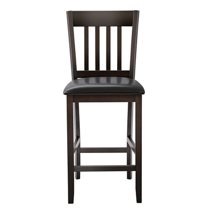 Set of 2 Counter Height Bar Stools with Rubber Wood Legs and Cushioned Seats 25 Inch