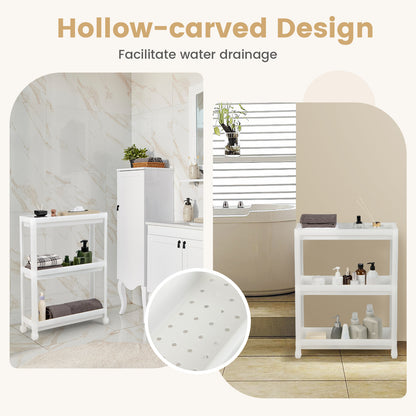 Set of 2 Slim 3-Tier Rolling Storage Carts with Detachable Shelves and Drainage Holes