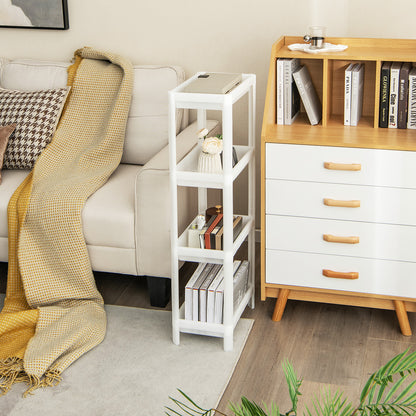 Set of 2 Slim Rolling Storage Carts with 4 Tier Adjustable Shelves and Drainage