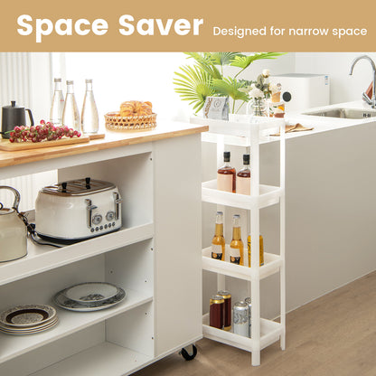 Set of 2 Slim Rolling Storage Carts with 4 Tier Adjustable Shelves and Drainage