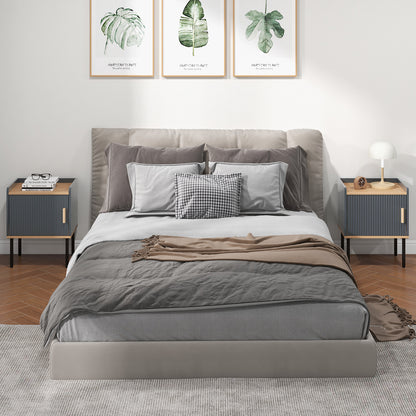 Wooden Nightstand with Enclosed Storage and Tabletop for Modern Interiors
