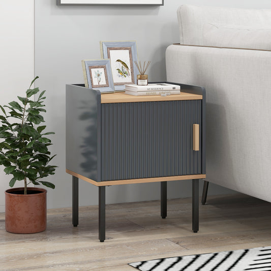 Wooden Nightstand with Enclosed Storage and Tabletop for Modern Interiors