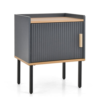 Wooden Nightstand with Enclosed Storage and Tabletop for Modern Interiors