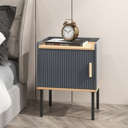 Wooden Nightstand with Enclosed Storage and Tabletop for Modern Interiors