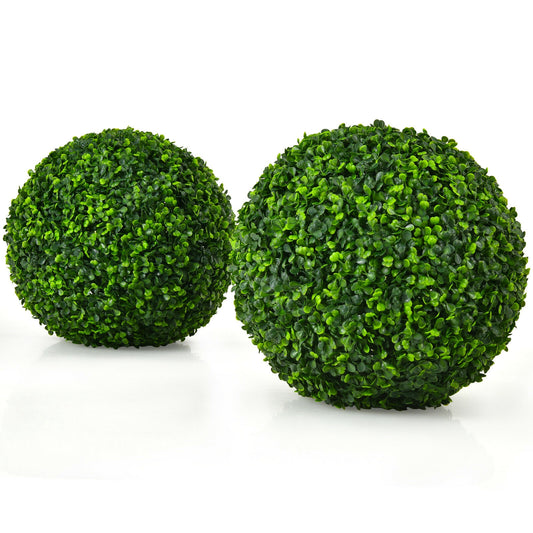 Set of 2 Realistic Artificial Boxwood Topiary Balls for Indoor & Outdoor Decoration