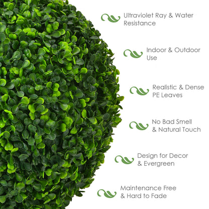 Set of 2 Realistic Artificial Boxwood Topiary Balls for Indoor & Outdoor Decoration