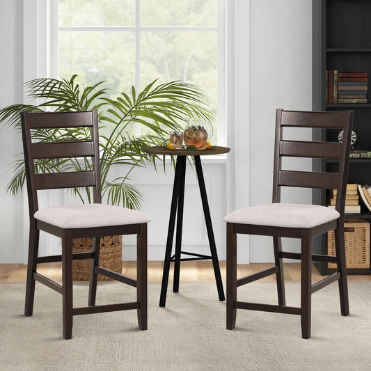 Counter Height Bar Stools with Padded Seat and Wooden Frame, Set of 2