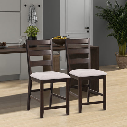 Counter Height Bar Stools with Padded Seat and Wooden Frame, Set of 2
