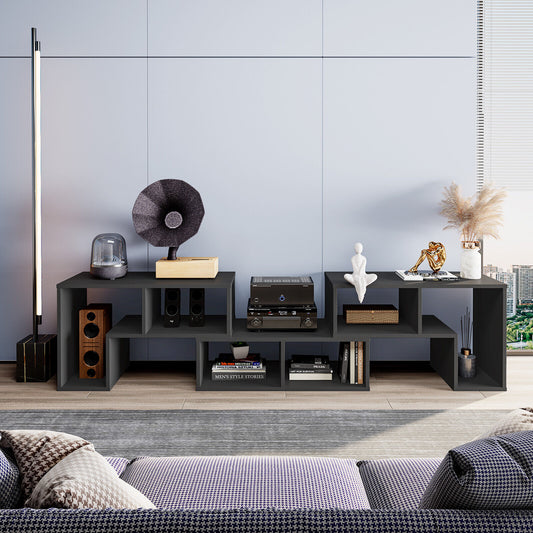 Adjustable 3-Piece TV Console with Shelves for TVs up to 65 Inch in Black Finish