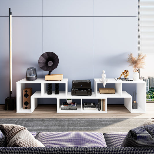 Adjustable 3-Piece TV Console with Shelves for TVs up to 65 Inch in White Finish