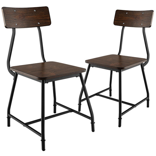 Set of 2 Modern Dining Chairs with Metal Frame and Comfortable Upholstered Seat