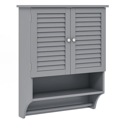 Wall-Mounted Bathroom Medicine Cabinet with 2 Doors, Adjustable Shelf & Towel Bar