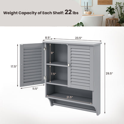 Wall-Mounted Bathroom Medicine Cabinet with 2 Doors, Adjustable Shelf & Towel Bar