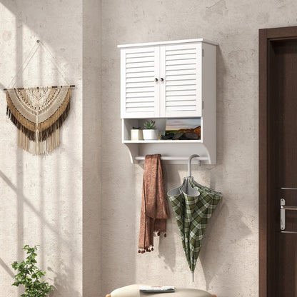 Wall-Mounted Bathroom Medicine Cabinet with 2 Doors, Adjustable Shelf & Towel Bar
