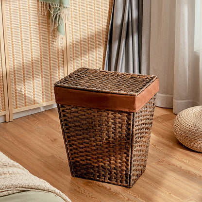 Sturdy Handwoven Laundry Hamper with Removable Liner, Flip Lid, and Non-Slip Design