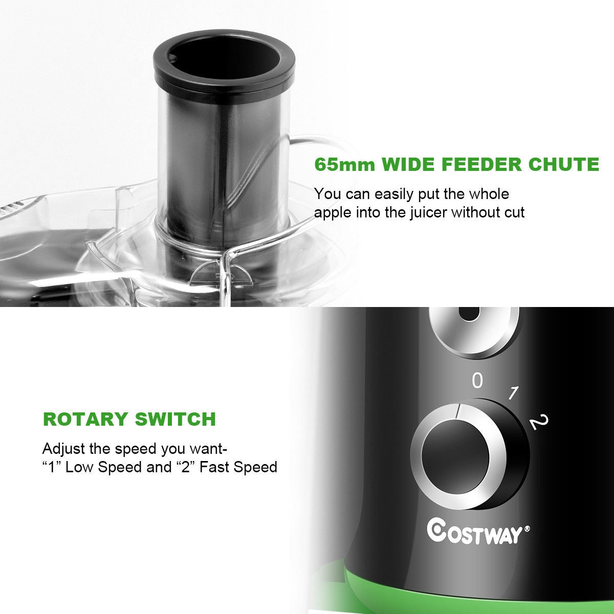 400W Stainless Steel Juice Extractor with 2-Speed Modes for Fruits & Vegetables