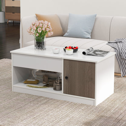 Lift-Top Modern Coffee Table with Hidden Storage, Shelves and Cabinet