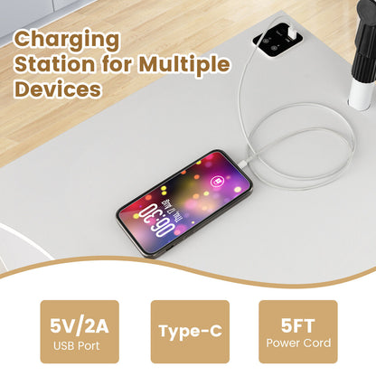 Modern Nightstand with 360 Swivel Tray, USB and Type-C Charging, and Motion Sensor LED Lights