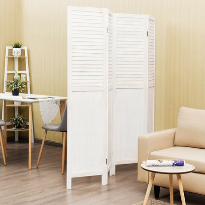 5.6 Ft Tall 4 Panel Folding Privacy Divider - White