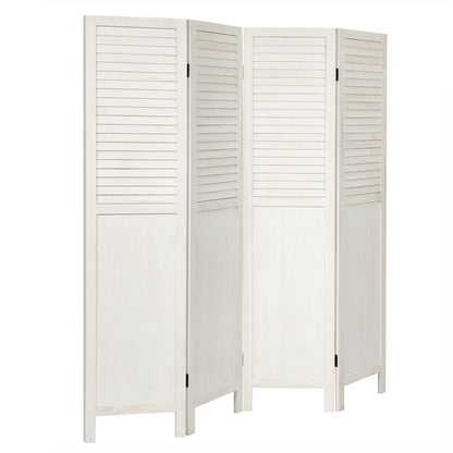 5.6 Ft Tall 4 Panel Folding Privacy Divider - White