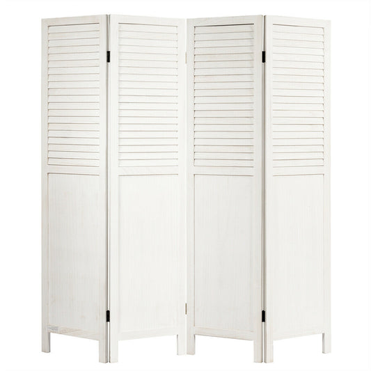5.6 Ft Tall 4 Panel Folding Privacy Divider - White