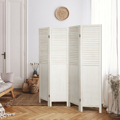 5.6 Ft Tall 4 Panel Folding Privacy Divider - White