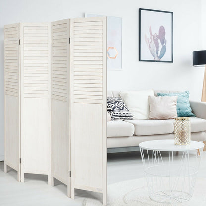 5.6 Ft Tall 4 Panel Folding Privacy Divider - White