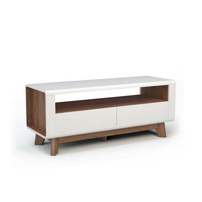 Contemporary Entertainment Console with Open Display and Dual Drawers for 50 Inch TVs