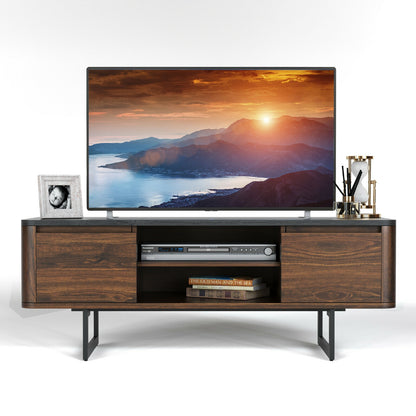 Mid-Century Wooden TV Console with Cabinets for TVs up to 55 Inch