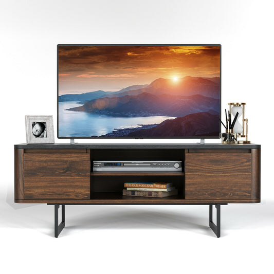 Mid-Century Wooden TV Console with Cabinets for TVs up to 55 Inch