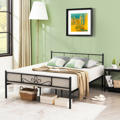 Sturdy Metal Bed Frame with Headboard and Footboard - Queen Size