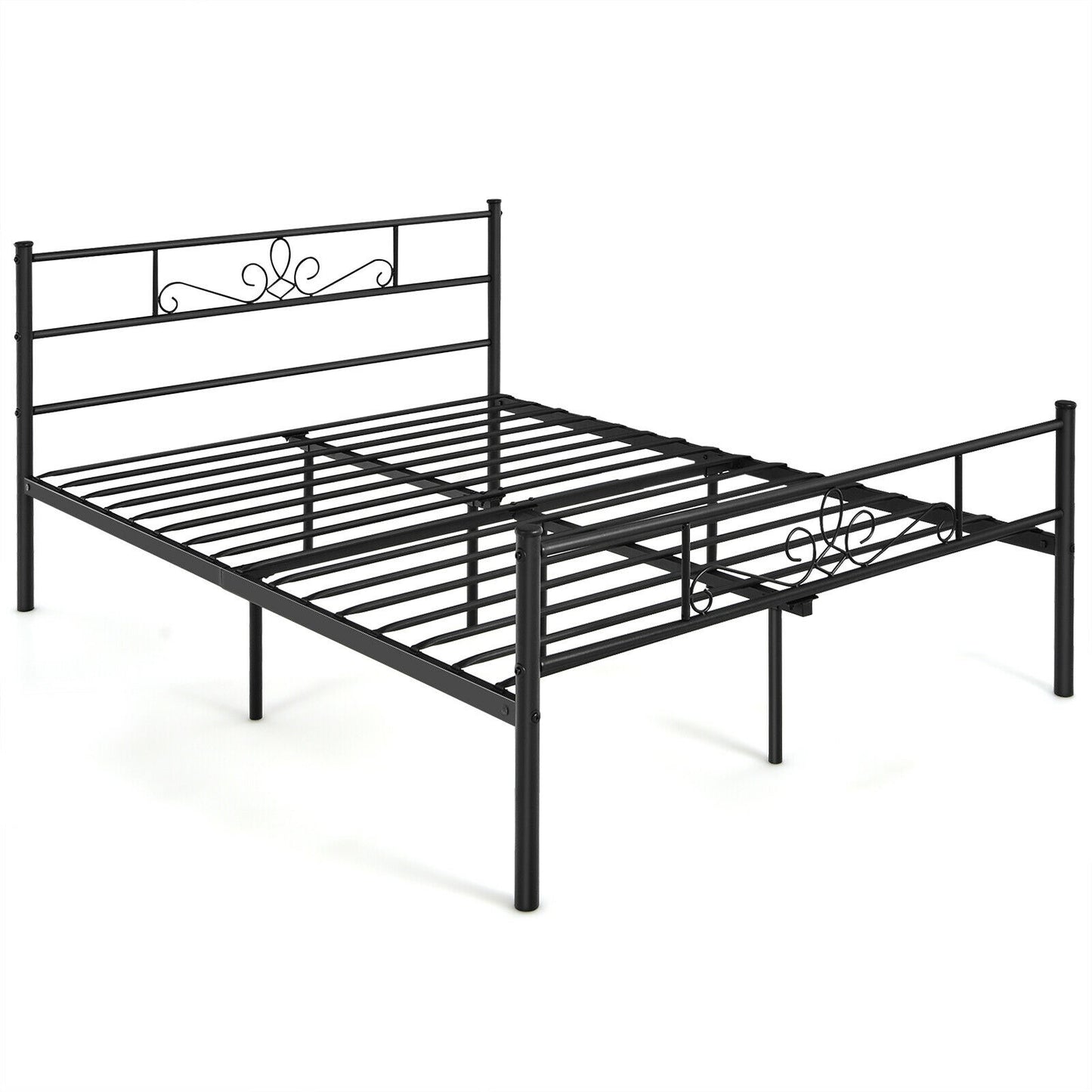 Sturdy Metal Bed Frame with Headboard and Footboard - Full Size