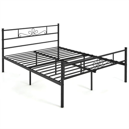 Sturdy Metal Bed Frame with Headboard and Footboard - Full Size