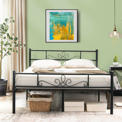 Sturdy Metal Bed Frame with Headboard and Footboard - Full Size