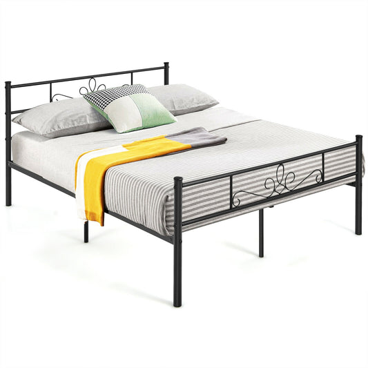 Sturdy Metal Bed Frame with Headboard and Footboard - Full Size