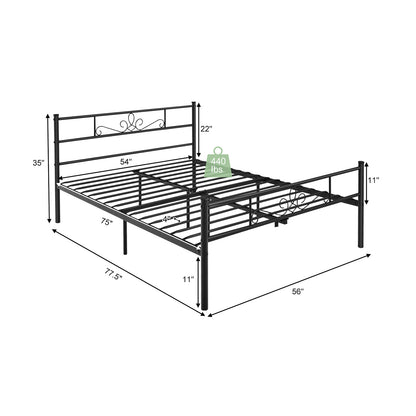 Sturdy Metal Bed Frame with Headboard and Footboard - Full Size