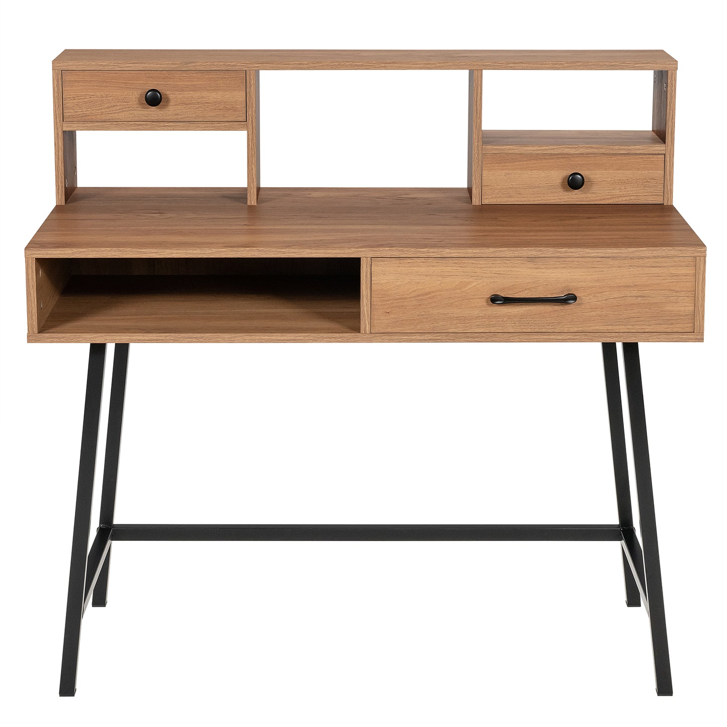 42 Inch Vanity Desk with Shelf, 2 Drawers, and Steel Legs – Multi-Use Makeup & Writing Table