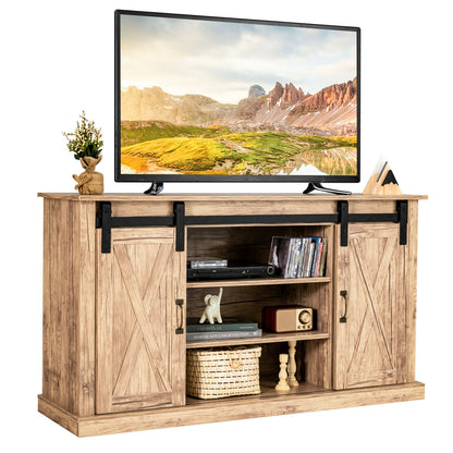 Rustic Sliding Barn Door TV Console with Adjustable Storage for TVs up to 65 Inches
