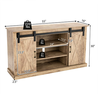 Rustic Sliding Barn Door TV Console with Adjustable Storage for TVs up to 65 Inches